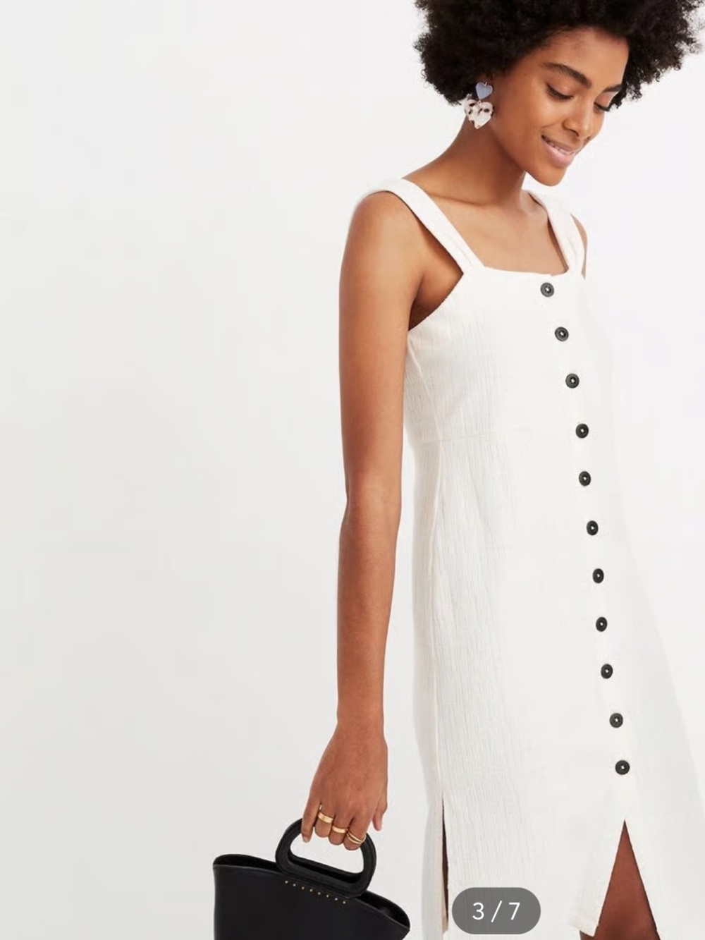 Madewell White Button-Front Midi Dress